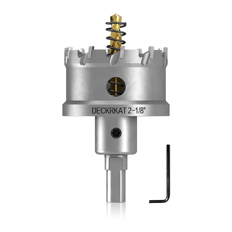 DECKRKAT 2-1/8" TCT Hole Saws for Hard Metal, Heavy Duty 54mm Tungsten Carbide Tipped Hole Cutters Set with Spring-Loaded Pilot Drill Bits for Stainless Steel, Metal, Iron, and Plastic. - Image 1